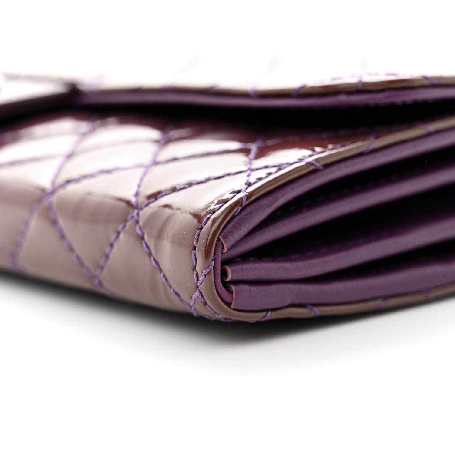 Chanel Patent Calfskin Quilted Brilliant East West Flap Clutch Purple 11 of 11