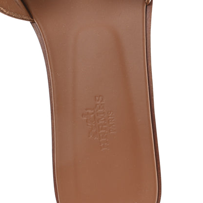 Hermes Box Calfskin Oran Sandals 37.5 Gold 8 of 10