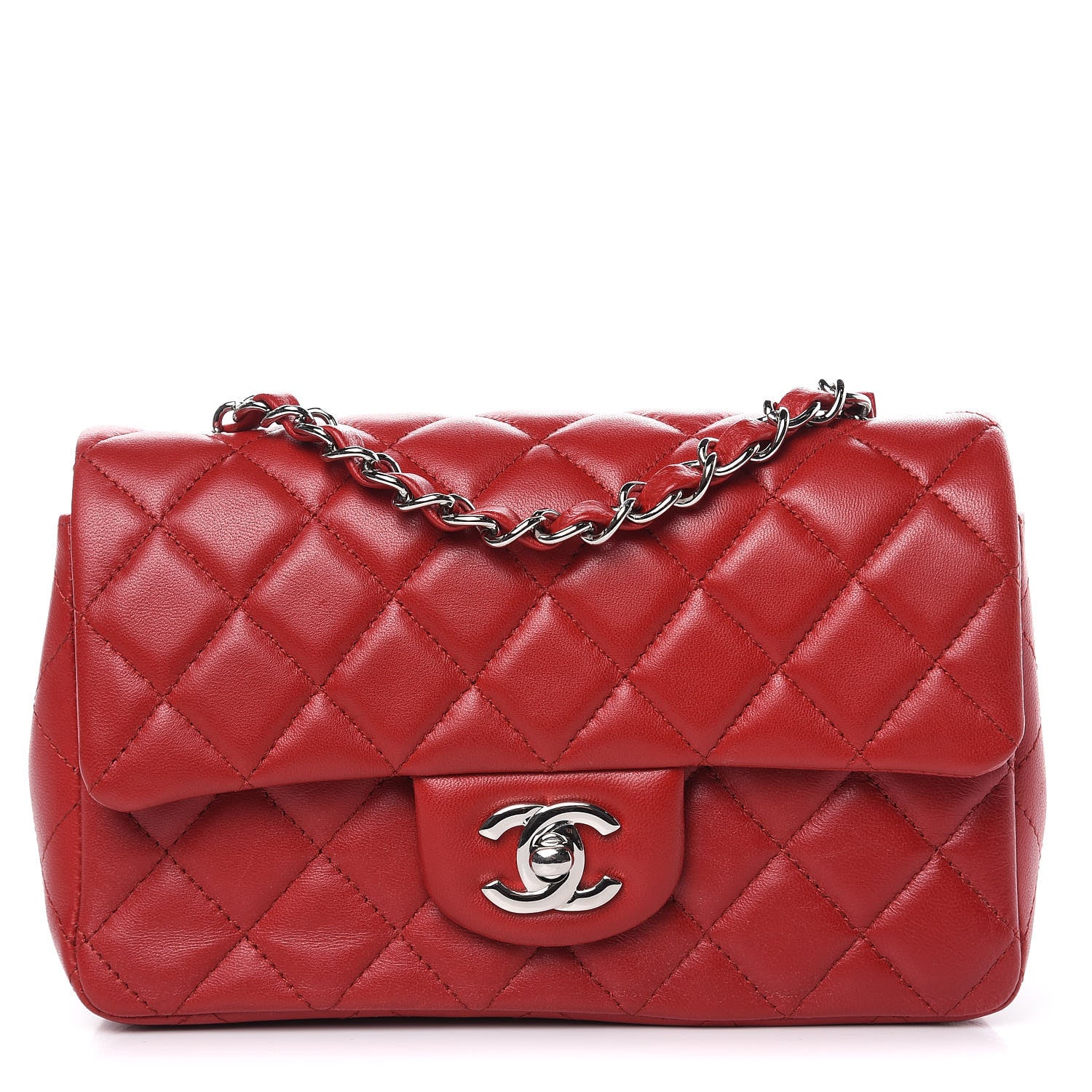 Chanel Lambskin Quilted Mini Rectangular Flap Red 1 of 11