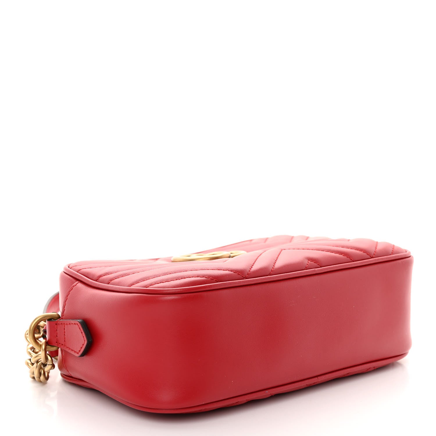 Gucci Calfskin Matelasse Small GG Marmont Chain Shoulder Bag Hibiscus Red 4 of 11