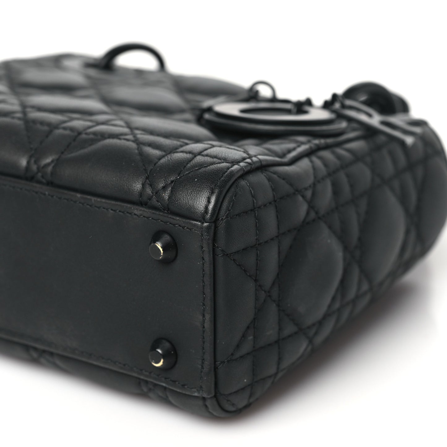 Ultra Matte Calfskin Cannage Mini Lady Dior Black