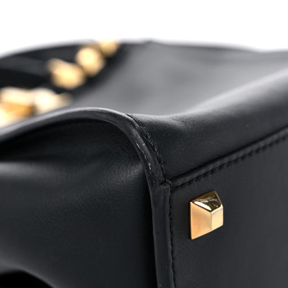 Fendi Vitello Seta Gold Studded Medium Peekaboo Iconic Satchel Black 8 of 17