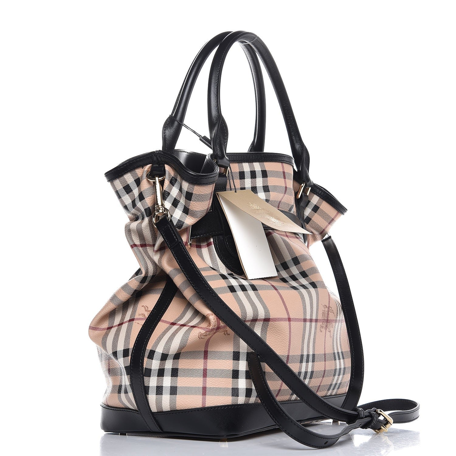 Burberry Haymarket Check Medium Golderton Tote Black 4 of 7