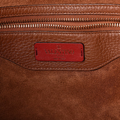 Valentino Garavani Grained Calfskin Rockstud Shoulder Tote Bright Cognac 6 of 15