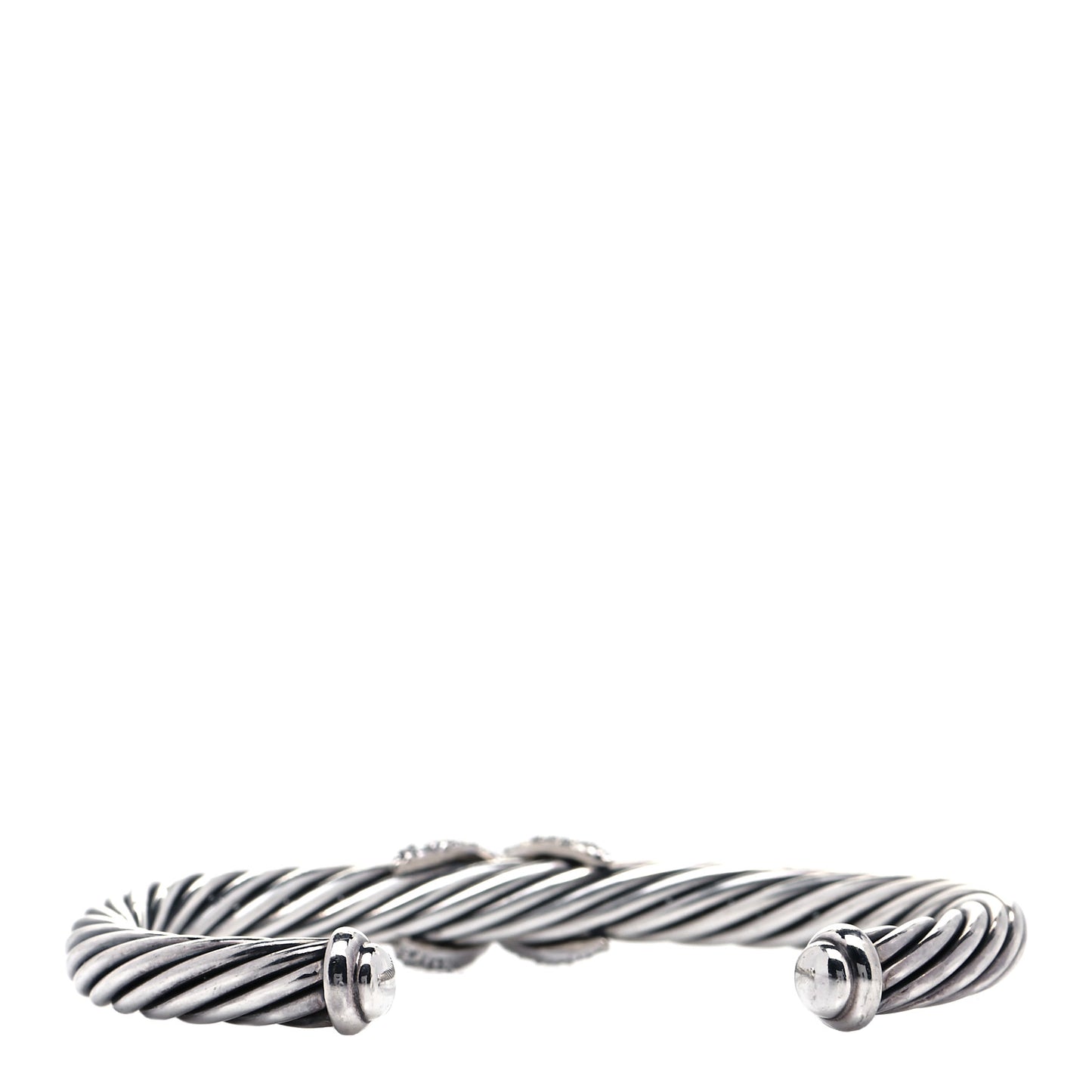 Sterling Silver 18K White Gold Diamond Pave 7mm X Cable Bracelet