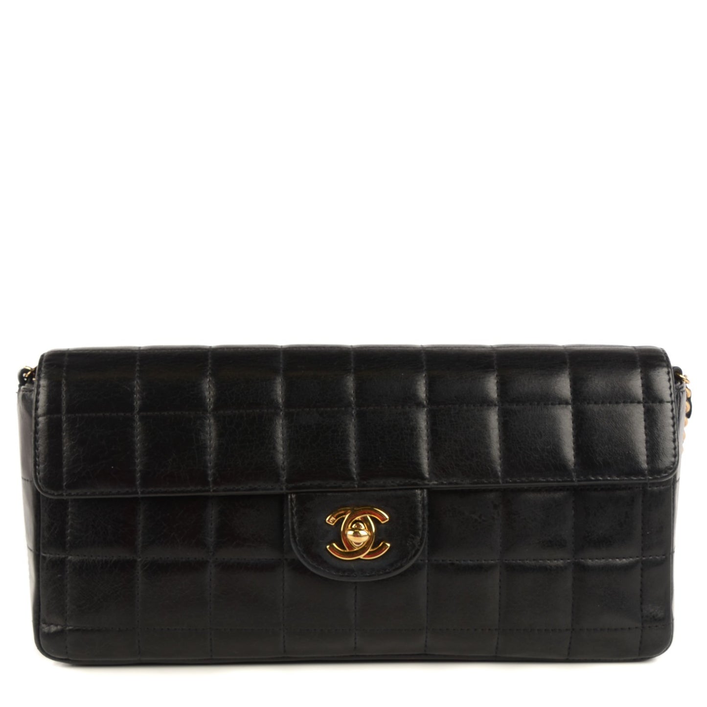Lambskin East West Chocolate Bar Flap Black