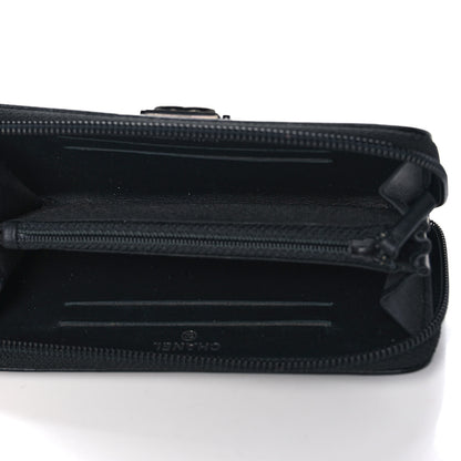 Chanel Calfskin Painted Chevron Embossed Small Boy Zip Wallet Black 5 of 14