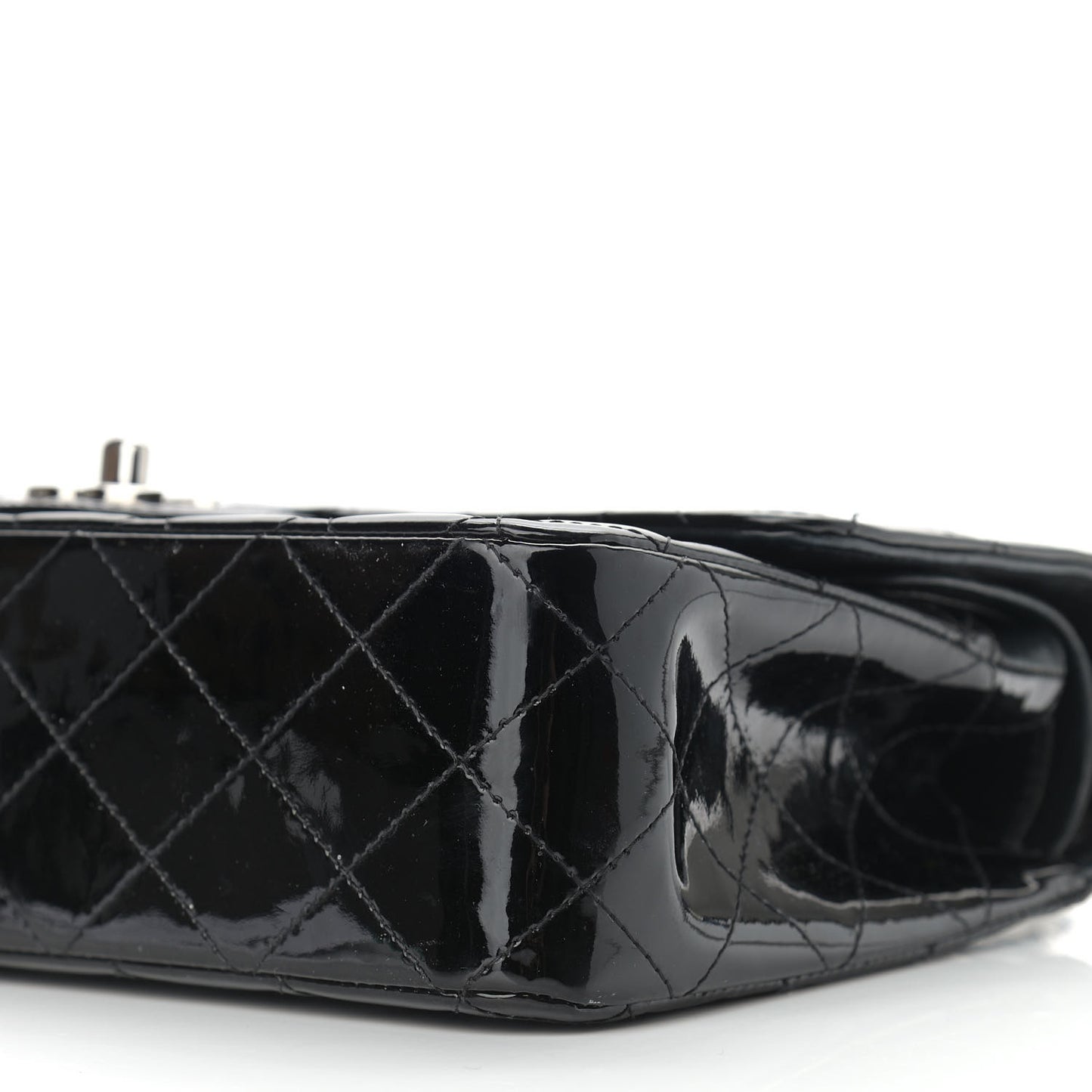 Patent Quilted Medium Double Flap Black