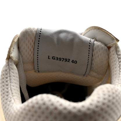 Chanel Fabric Laminated Calfskin Stretch CC Womens Sneakers 40 White Gold Silver 9 of 10