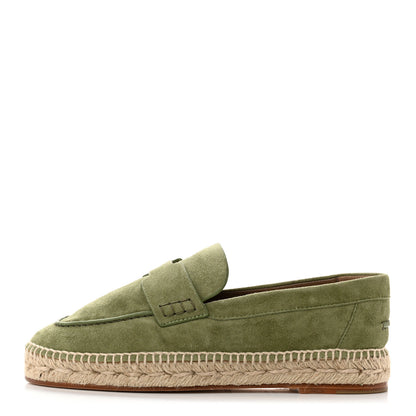 Hermes Suede Calfskin Womens Trip Espadrilles 35 Vert Sauge 1 of 8