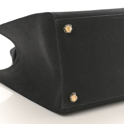 Fendi X VERSACE Cotton Canvas Cuoio Romano Fendace Logo Embroidered Signature Shopping Tote Black Gold 8 of 10