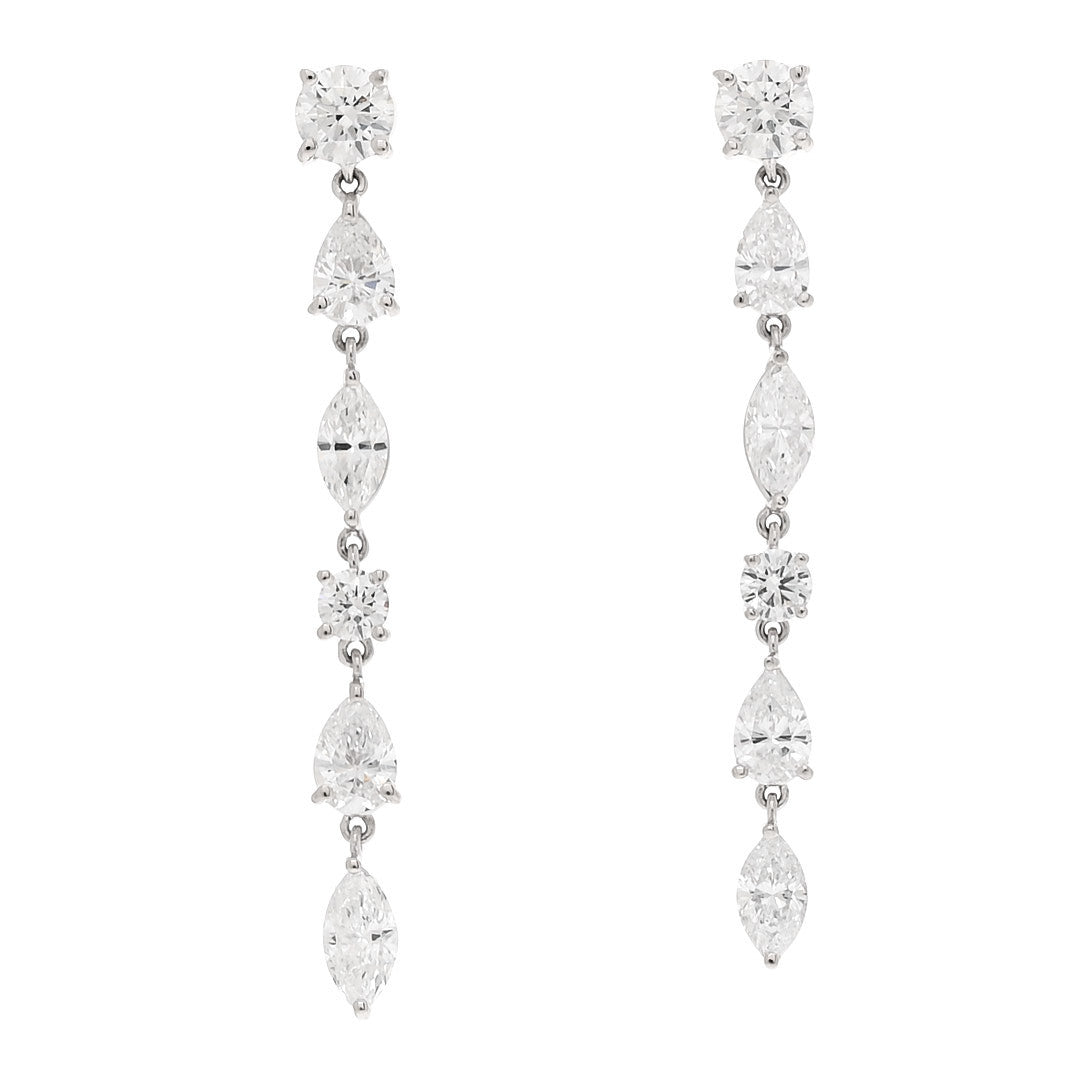 Parker & West by FASHIONPHILE Platinum Diamond 2.71ctw Round Pear Marquise Cut Drop Earrings 1 of 4