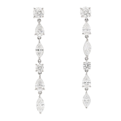 Parker & West by FASHIONPHILE Platinum Diamond 2.71ctw Round Pear Marquise Cut Drop Earrings 1 of 4