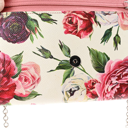 Dolce & Gabbana Dauphine Floral Print Wallet On Chain White Pink 9 of 14