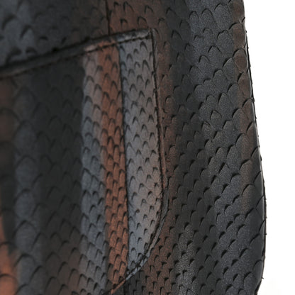 Chanel Metallic Snakeskin Medium Double Flap Black Grey Brown 10 of 10