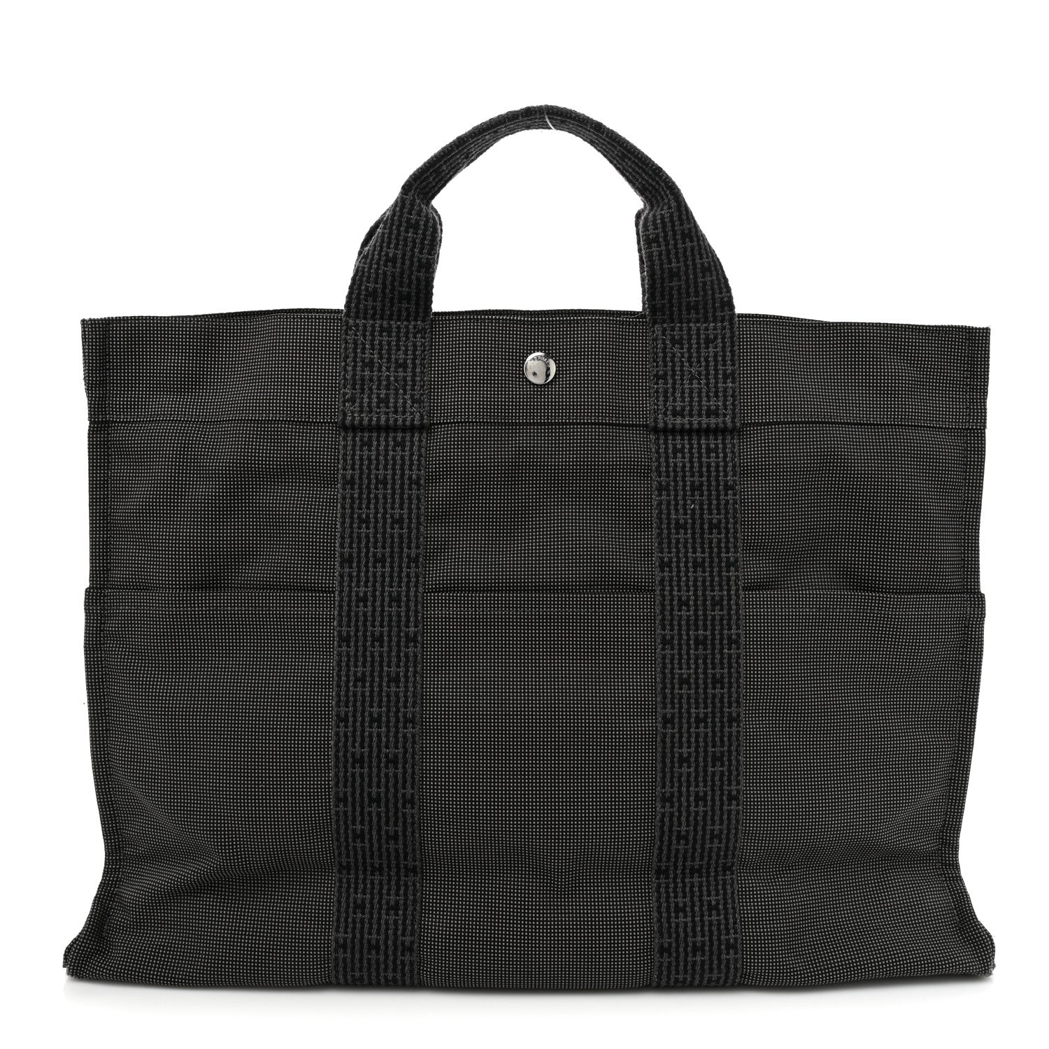Hermes Toile Fourre Tout MM Grey Black 1 of 12