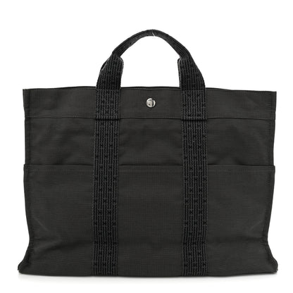 Hermes Toile Fourre Tout MM Grey Black 1 of 12