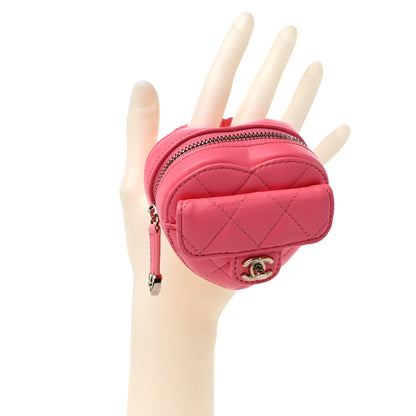 Chanel Lambskin Quilted CC In Love Heart Zipped Arm Coin Purse Pink 2 of 10