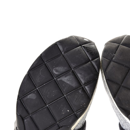 Chanel Glitter Stretch Fabric CC Sneakers 36.5 Black Silver 10 of 11
