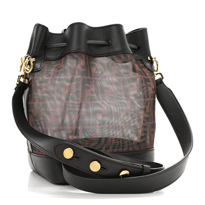 Fendi Mesh Vitello Grace F is Fendi FF 1974 Grande Mon Tresor Bucket Bag Marrone Black Ebano 3 of 10