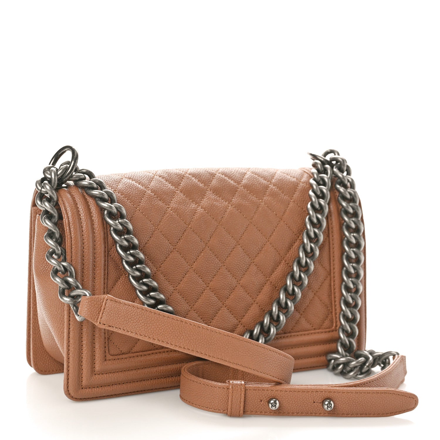 Chanel Caviar Quilted Medium Boy Flap Light Brown 3 of 9