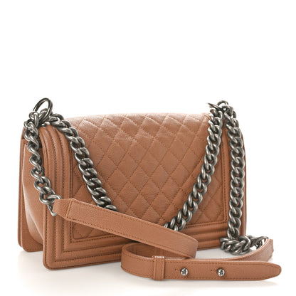 Chanel Caviar Quilted Medium Boy Flap Light Brown 3 of 9