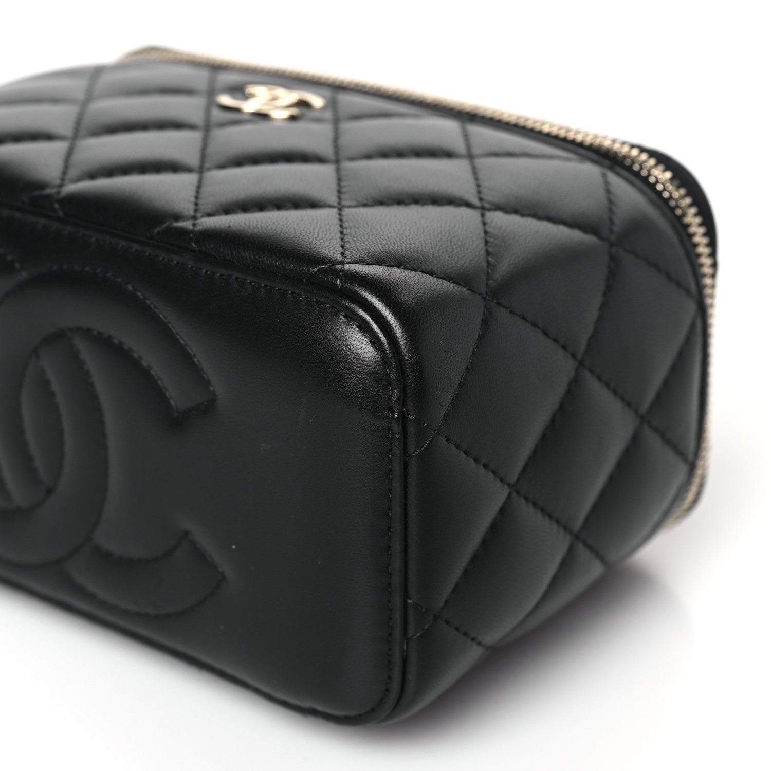 Chanel Lambskin Quilted Small Top Handle Vanity Case With Chain Black 9 of 10