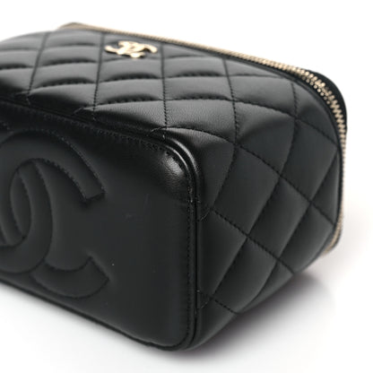 Chanel Lambskin Quilted Small Top Handle Vanity Case With Chain Black 9 of 10