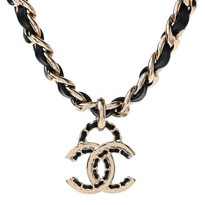 Chanel Metal Lambskin CC Choker Necklace Black Gold 1 of 4
