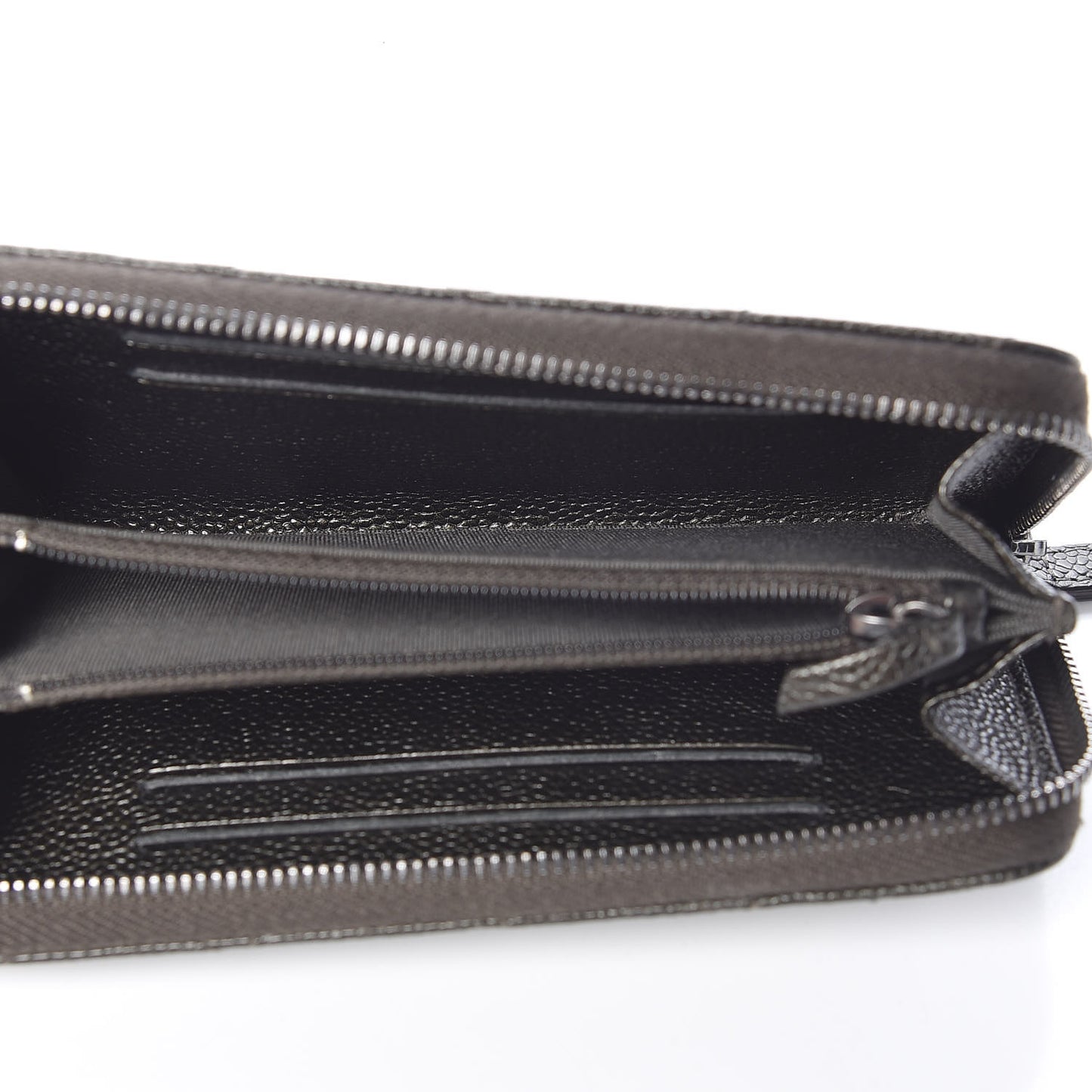 Caviar Quilted Medium Zip Around Wallet Dark Charcoal