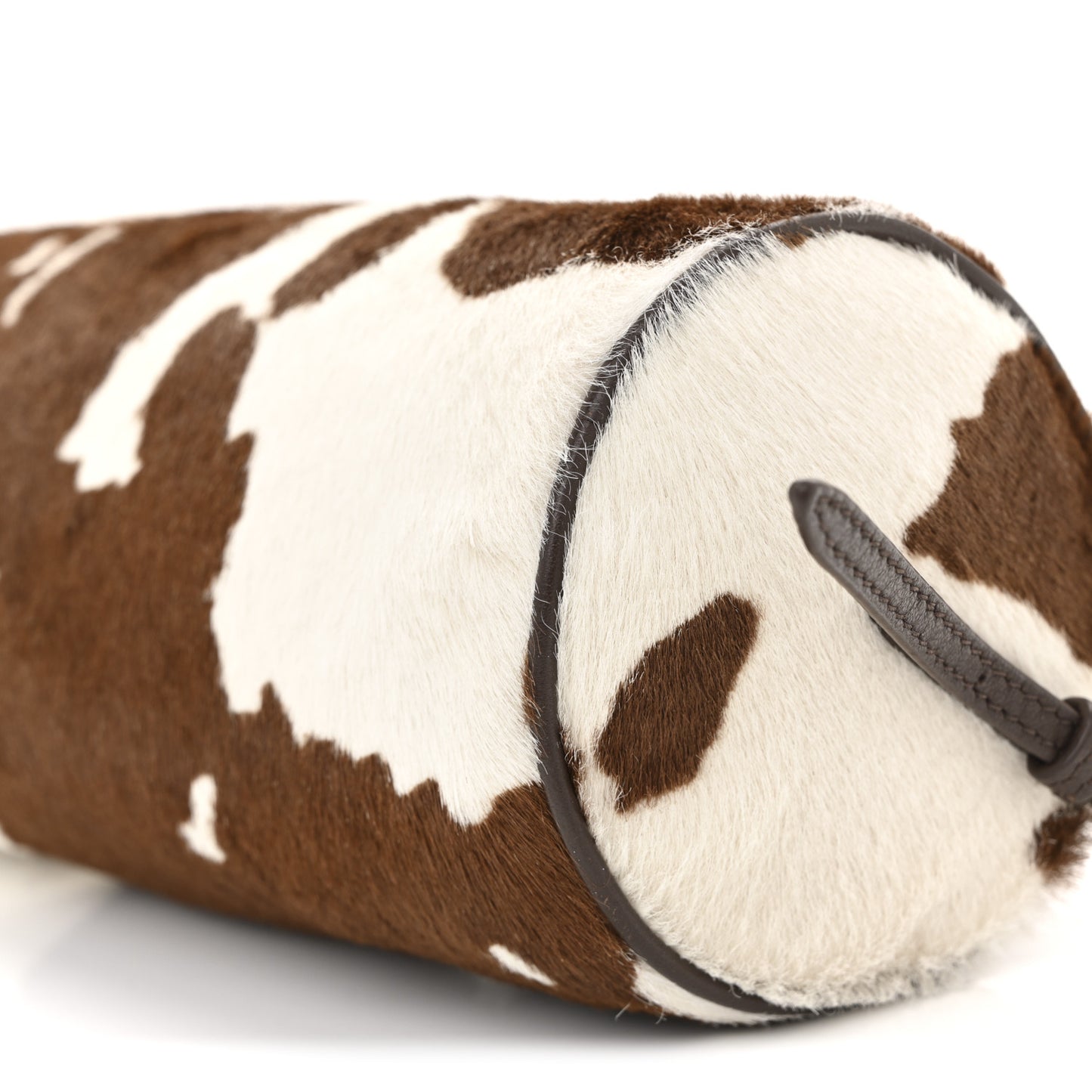 Nappa Calf Hair Printed Pouch White Burnt Sienna