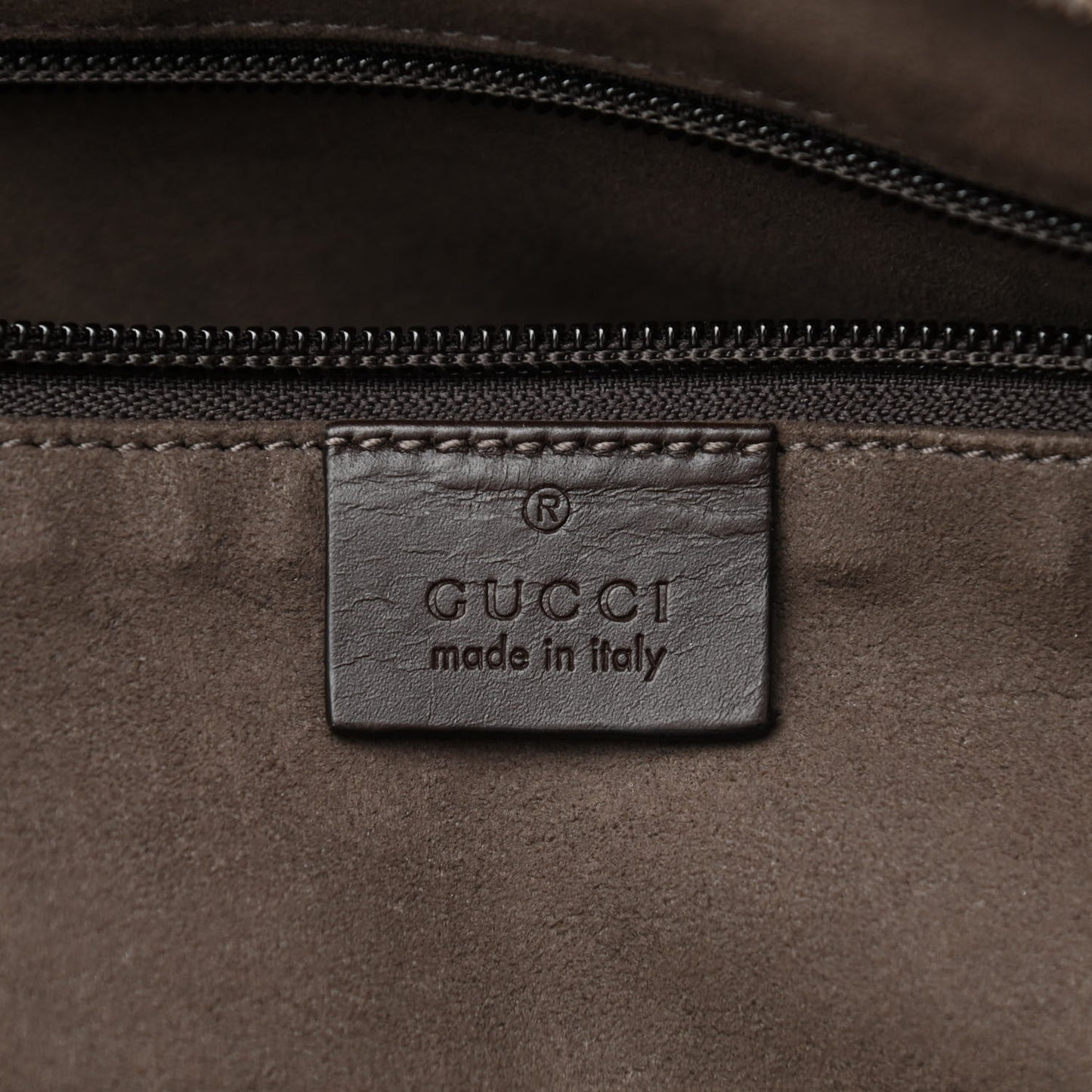 GG Supreme Monogram Medium Zippered Tote Dark Brown