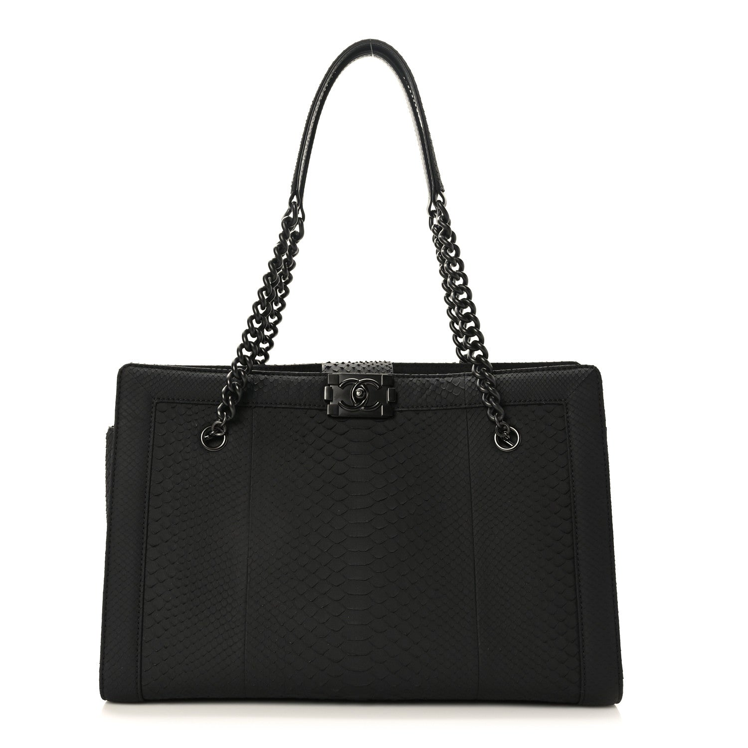 Chanel Snakeskin Boy Shopping Tote So Black 1 of 9
