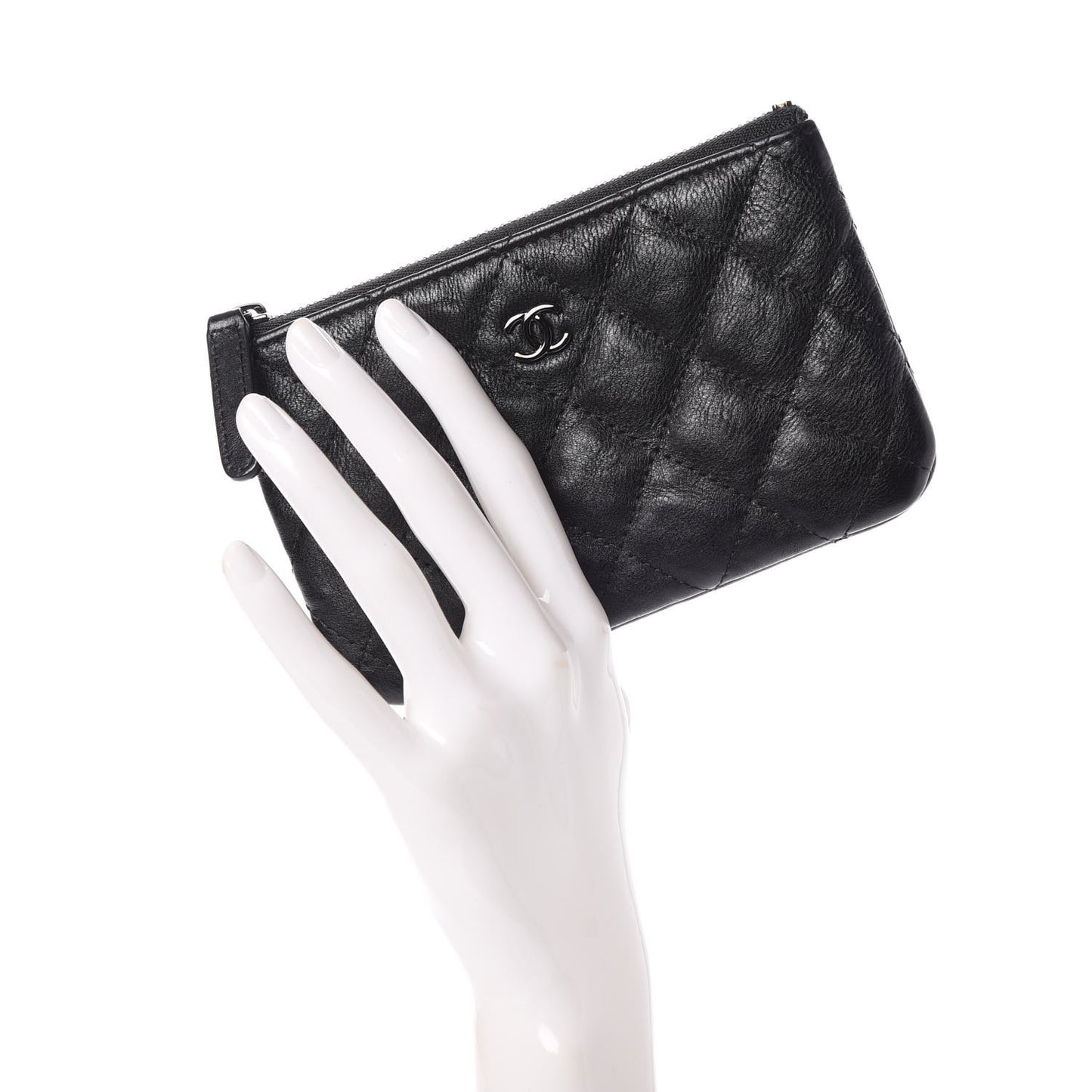 Crumpled Calfskin Quilted Small Cosmetic Case So Black