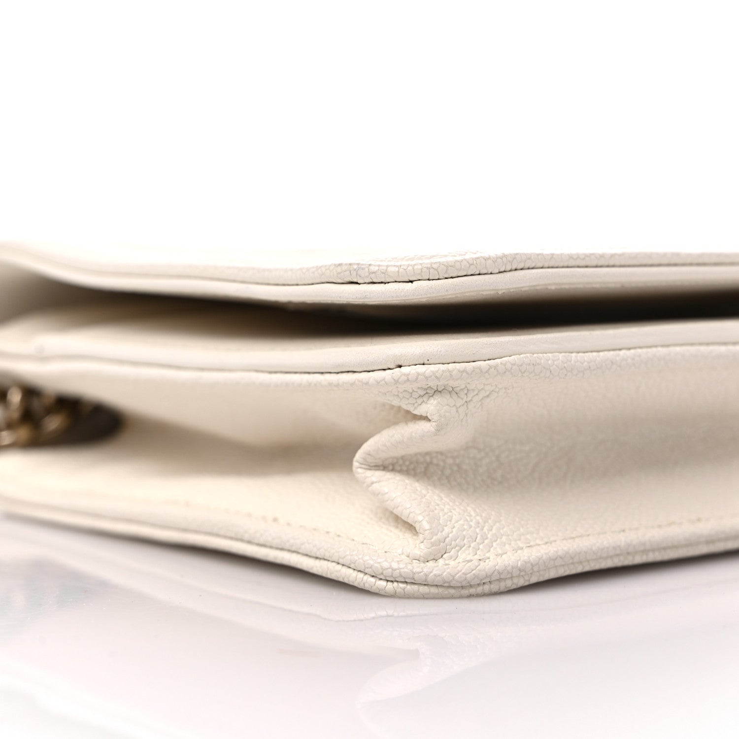 Chanel Caviar Chevron Boy Wallet On Chain WOC White 9 of 12