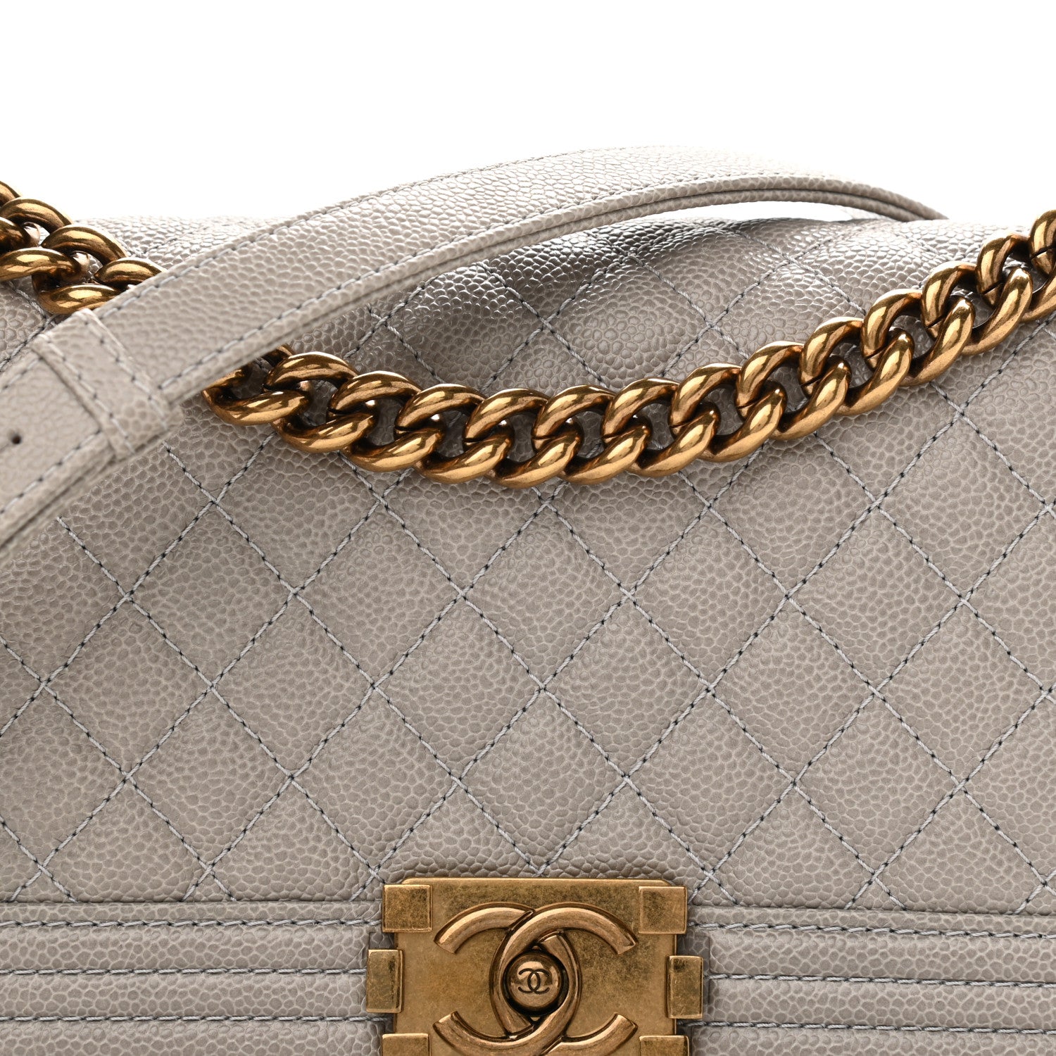 Chanel Caviar Quilted Medium Boy Flap Light Grey 7 of 10