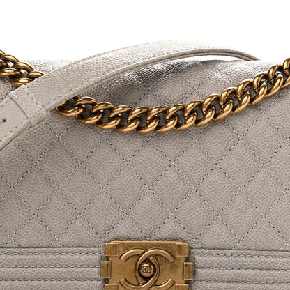 Chanel Caviar Quilted Medium Boy Flap Light Grey 7 of 10