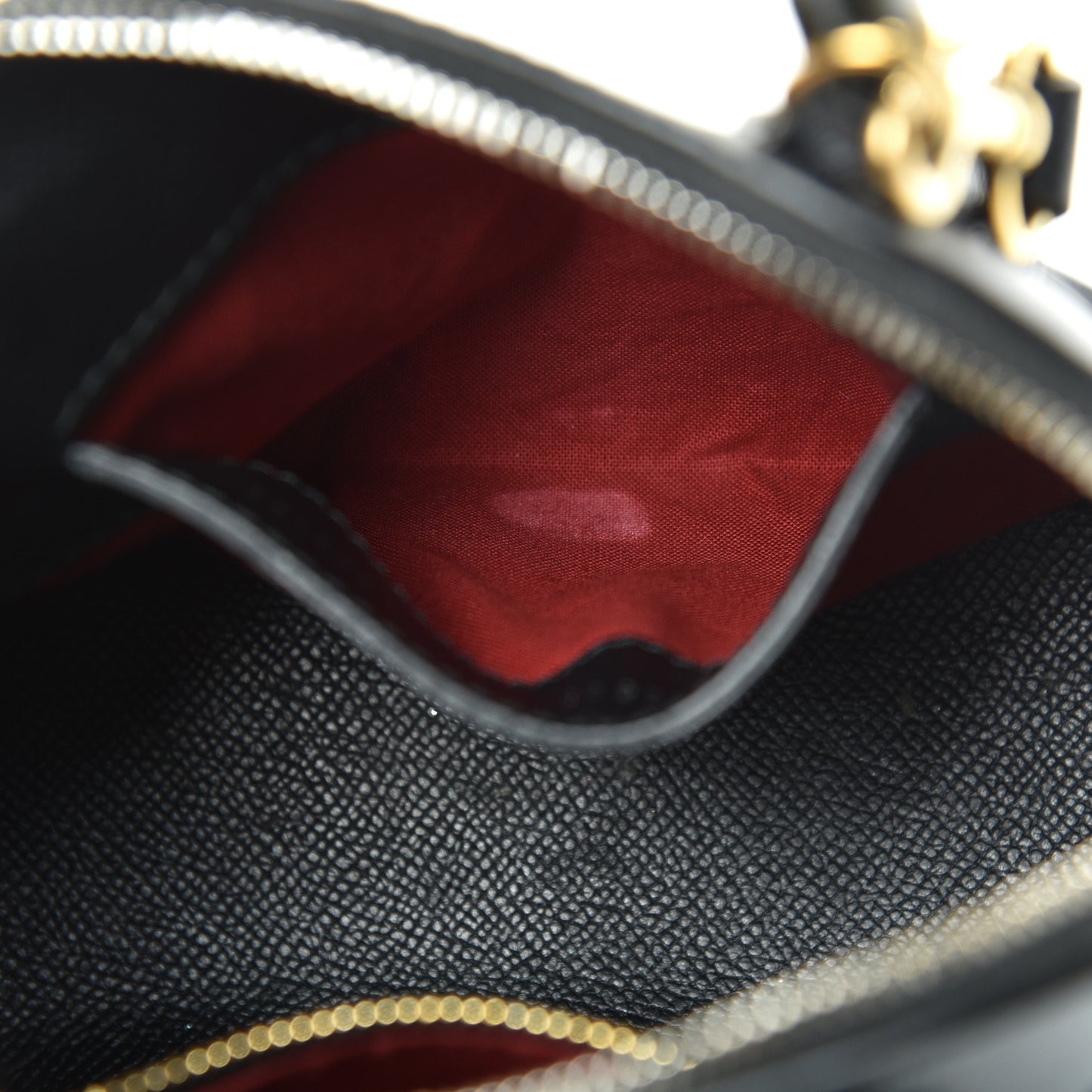 Signature Grained Calfskin XXS Ville Top Handle Bag Black White