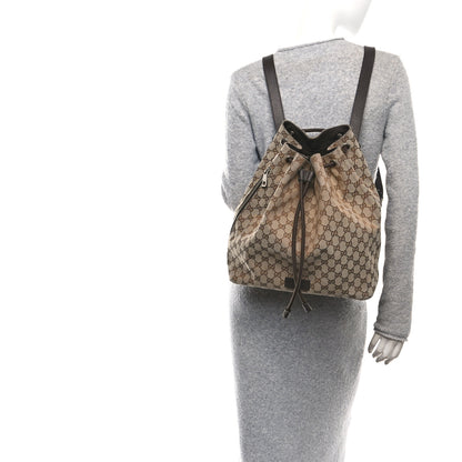 Gucci Monogram Dollar Calfskin O Drawstring Backpack Beige Ebony Testa di Moro Dark Chocolate 2 of 10