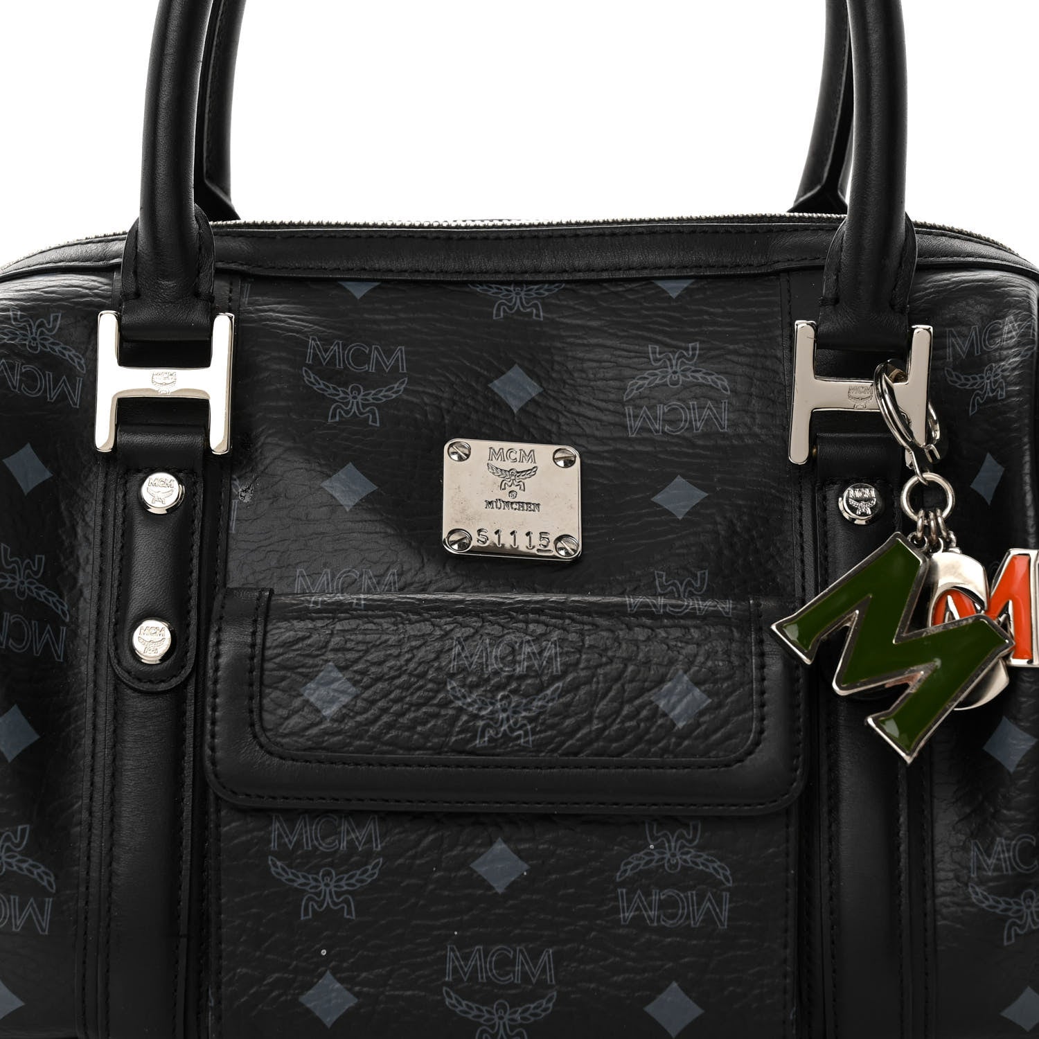 MCM Visetos Small Boston Bag Black 7 of 10