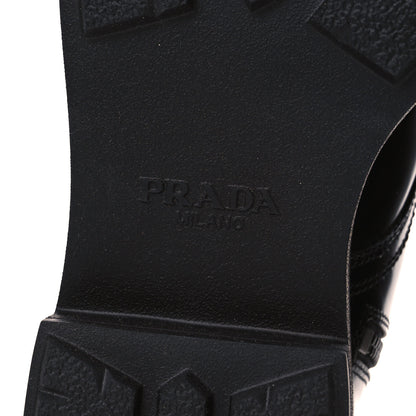 Prada Brushed Calfskin Triangle Combat Boots 39.5 Black 16 of 22