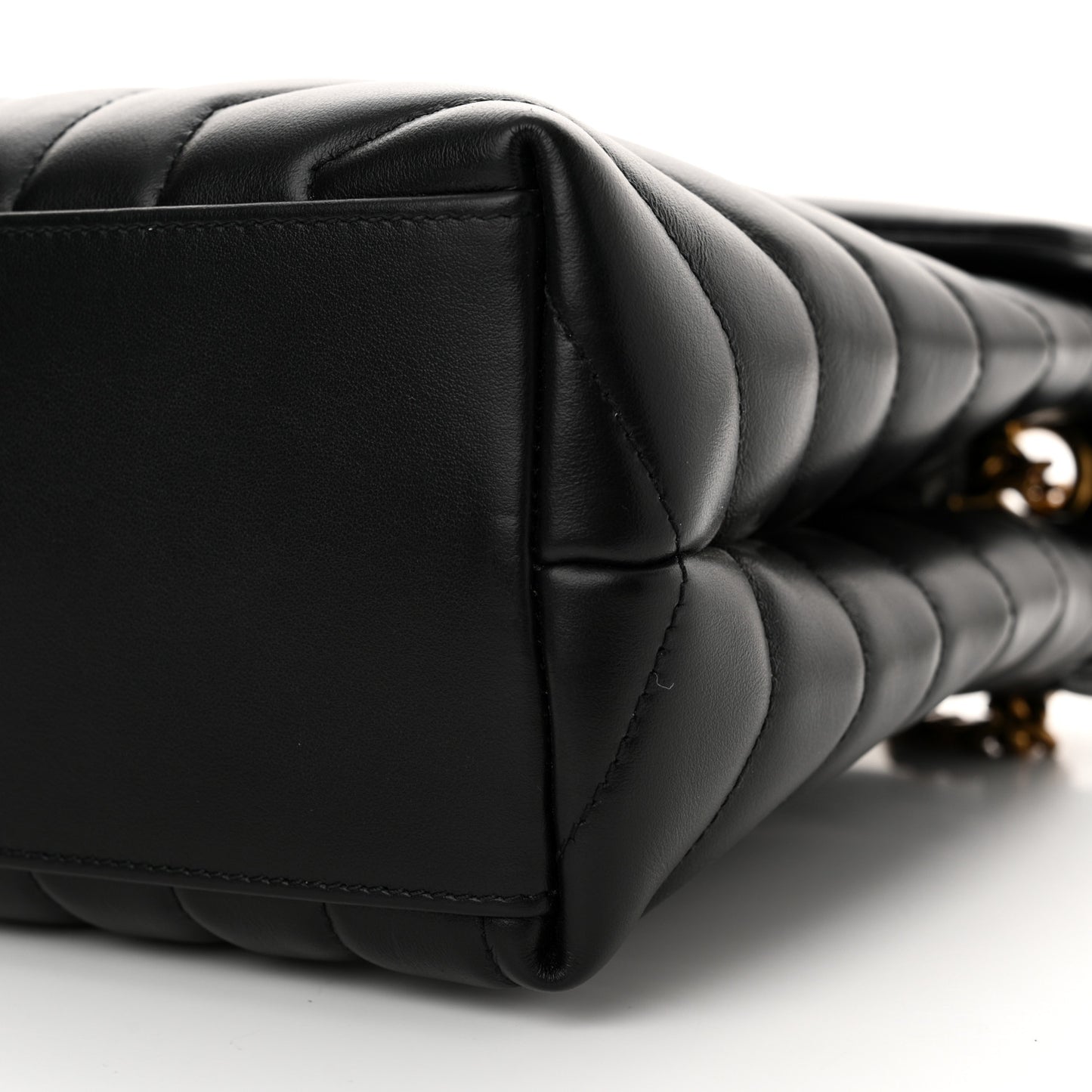 Calfskin Y Quilted Monogram Medium Loulou Chain Satchel Black