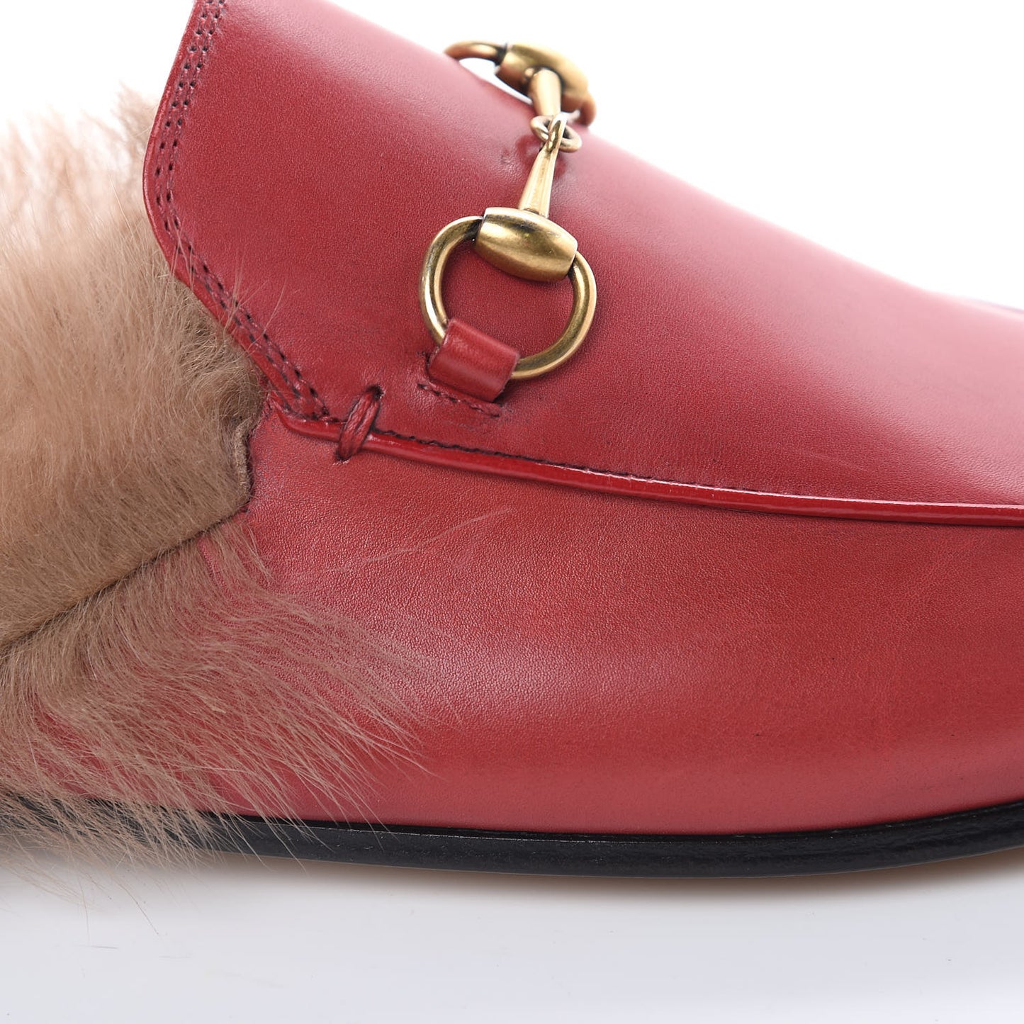 Betis Glamour Calfskin Fur Womens Princetown Slippers 37 Hibiscus Red Naturale