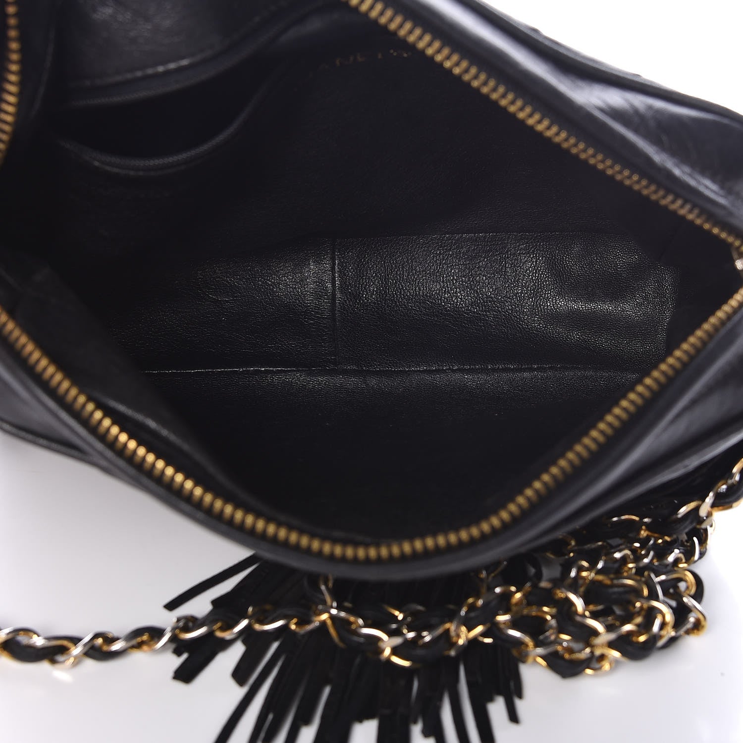 Chanel Lambskin Chevron Quilted Tassel Camera Case Black 5 of 16