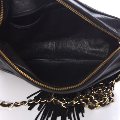 Chanel Lambskin Chevron Quilted Tassel Camera Case Black 5 of 16