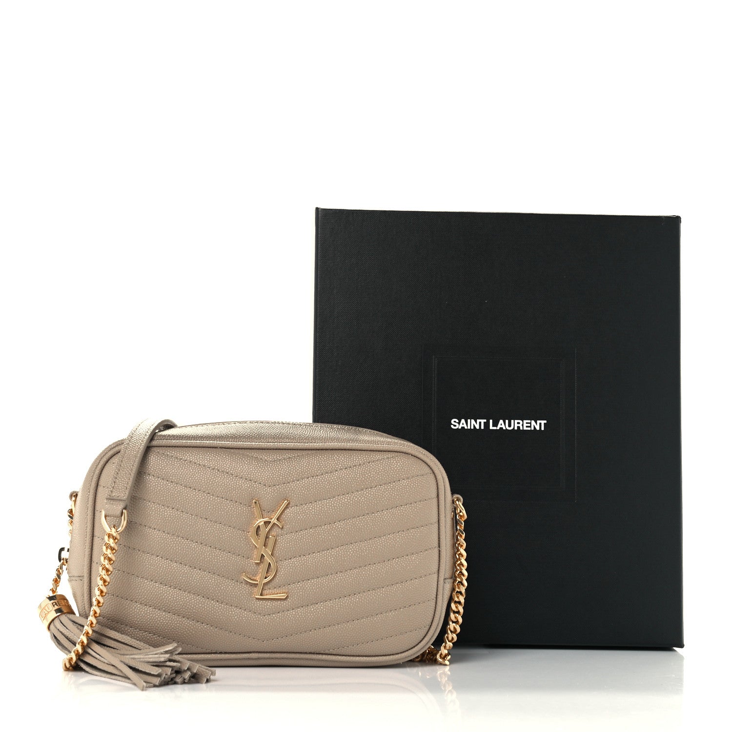 Saint Laurent Grain De Poudre Matelasse Monogram Mini Lou Camera Bag Dark Beige 11 of 11