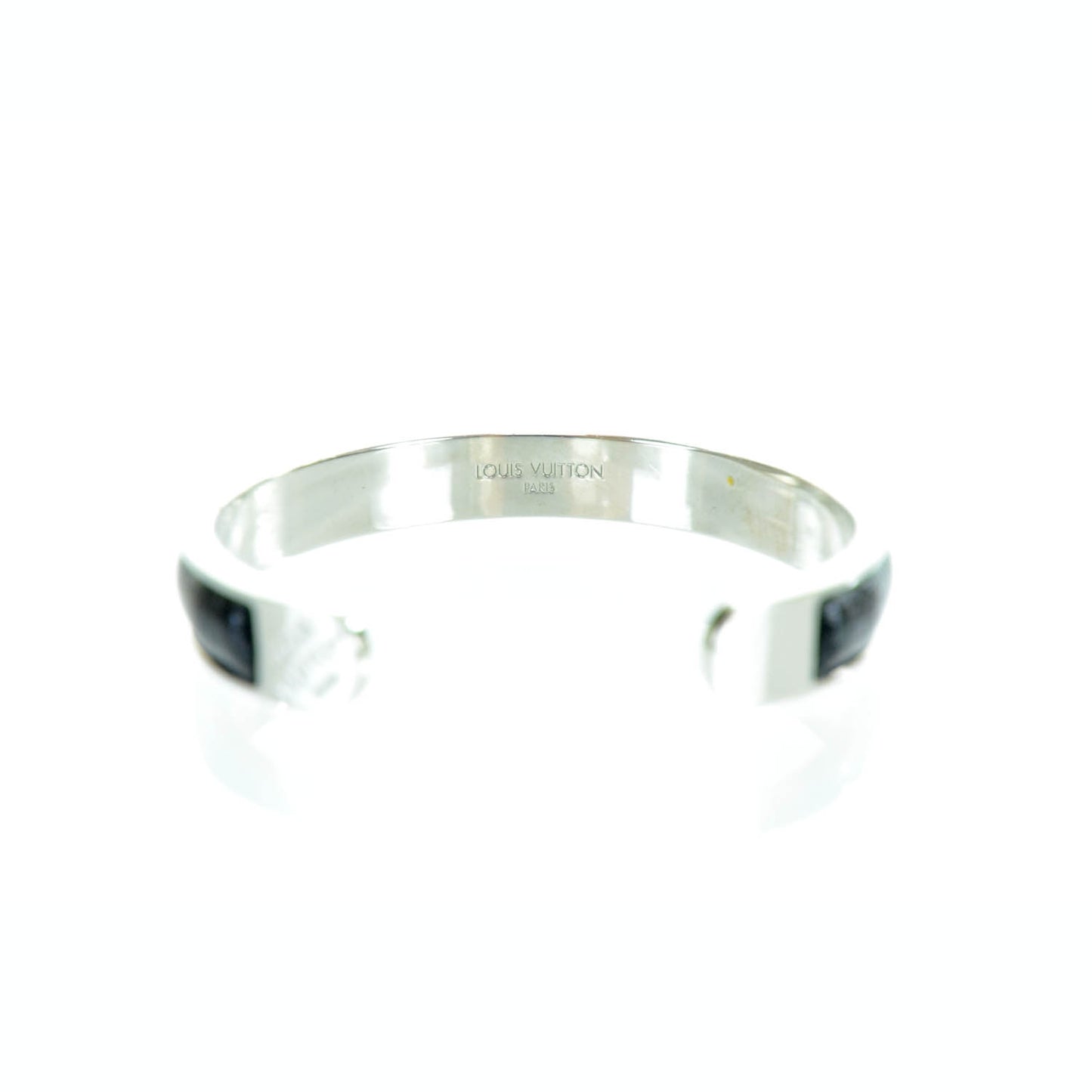 Mens Damier Embossed Leather and Palladium Soho Bracelet Black