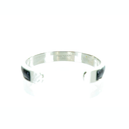 Louis Vuitton Mens Damier Embossed Leather and Palladium Soho Bracelet Black 3 of 6