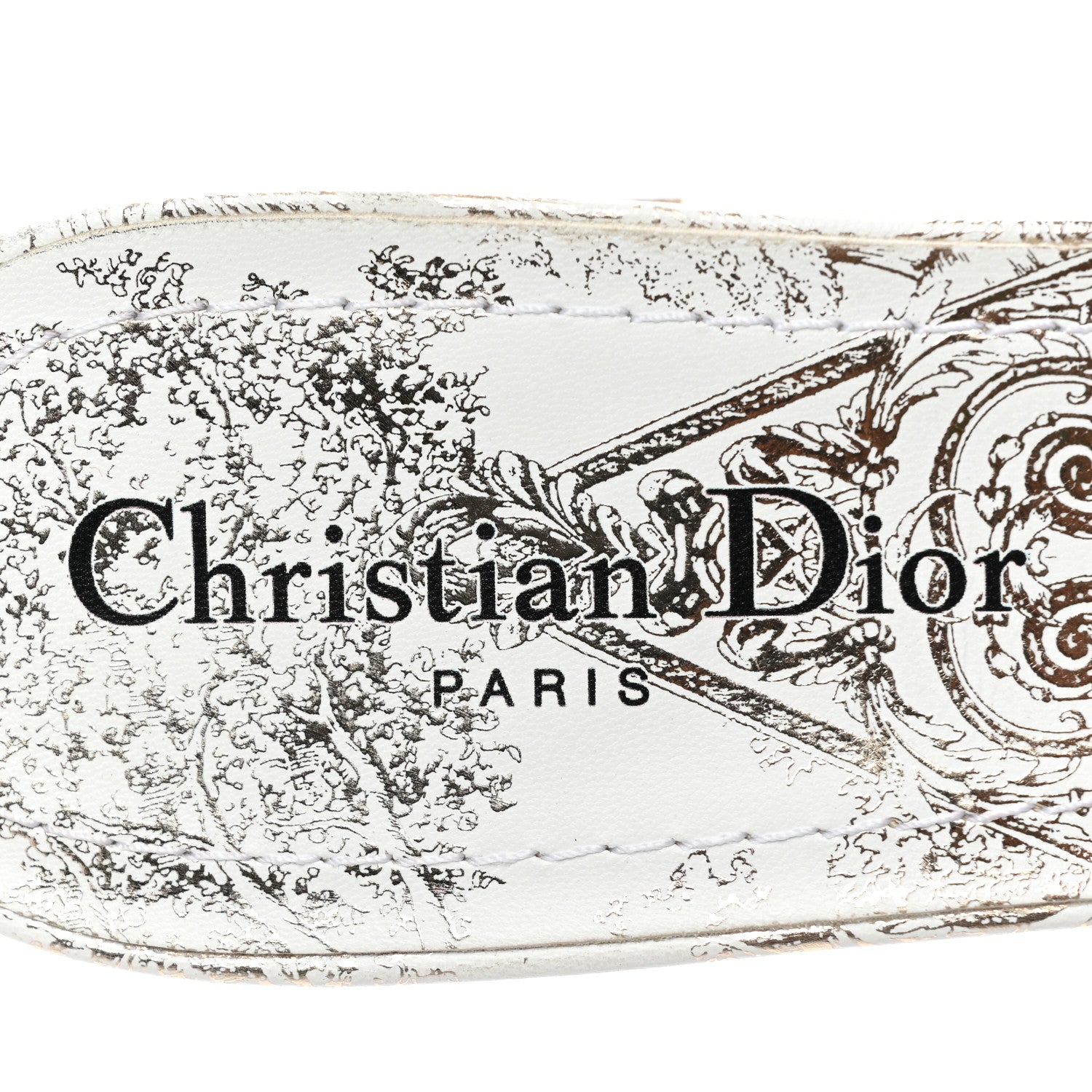 Christian Dior Canvas Daw Stelle Embroidered Dway 40mm Slide Sandals 39 White Gold 7 of 8