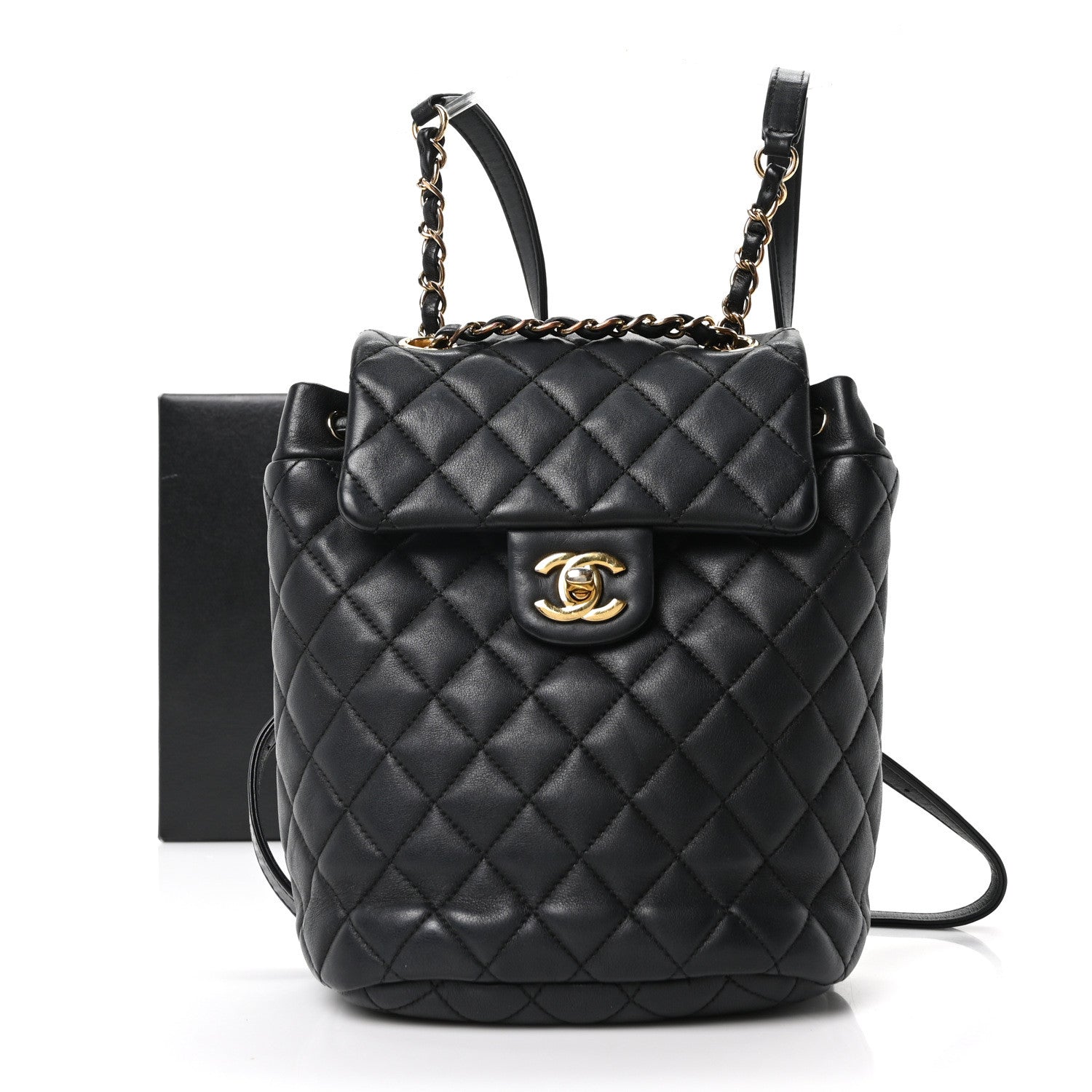 CHANEL Black quilted lamb leather backpack